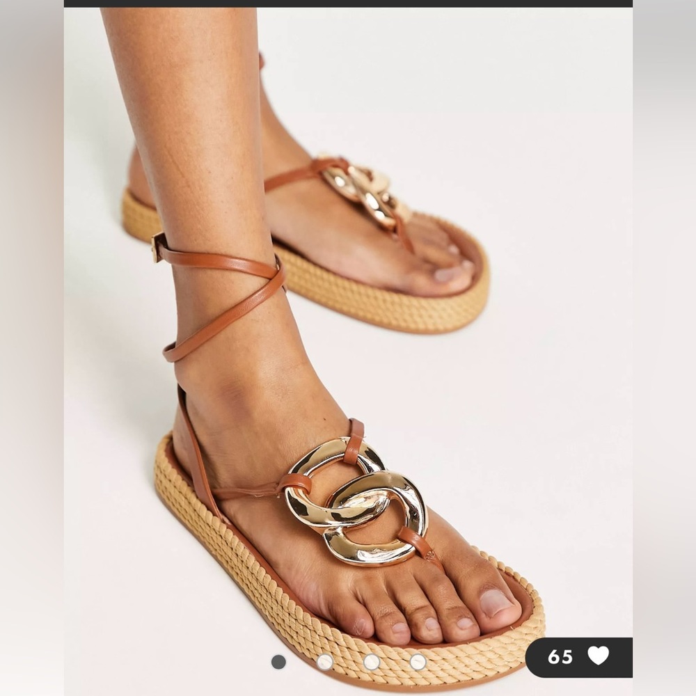 Jellyfish premium leather rope sandals in tan